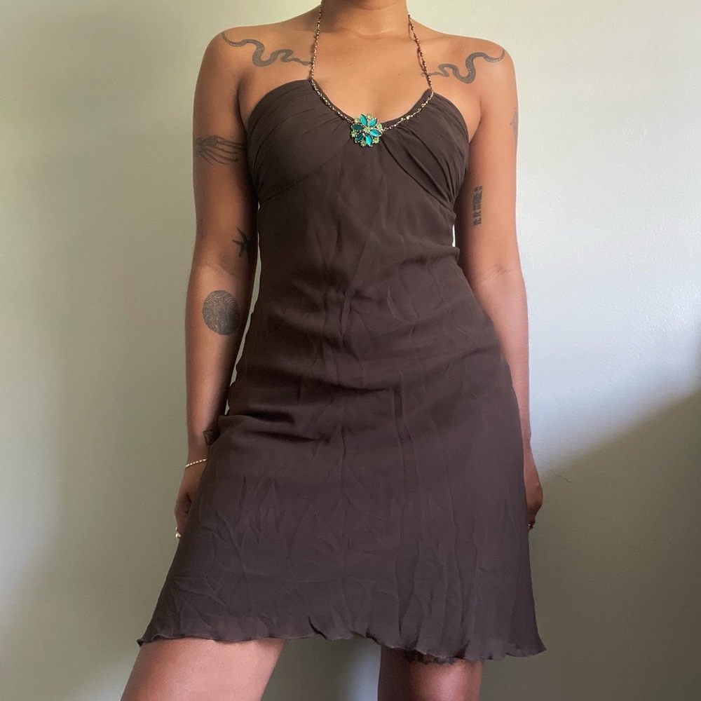 y2k Express Halter Silk Cocktail dress